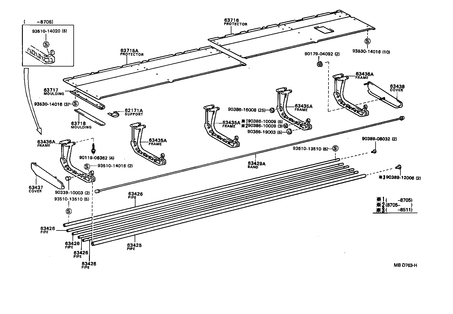 65096-90B01-08 RAIL, CURTAIN, NO.1 product image