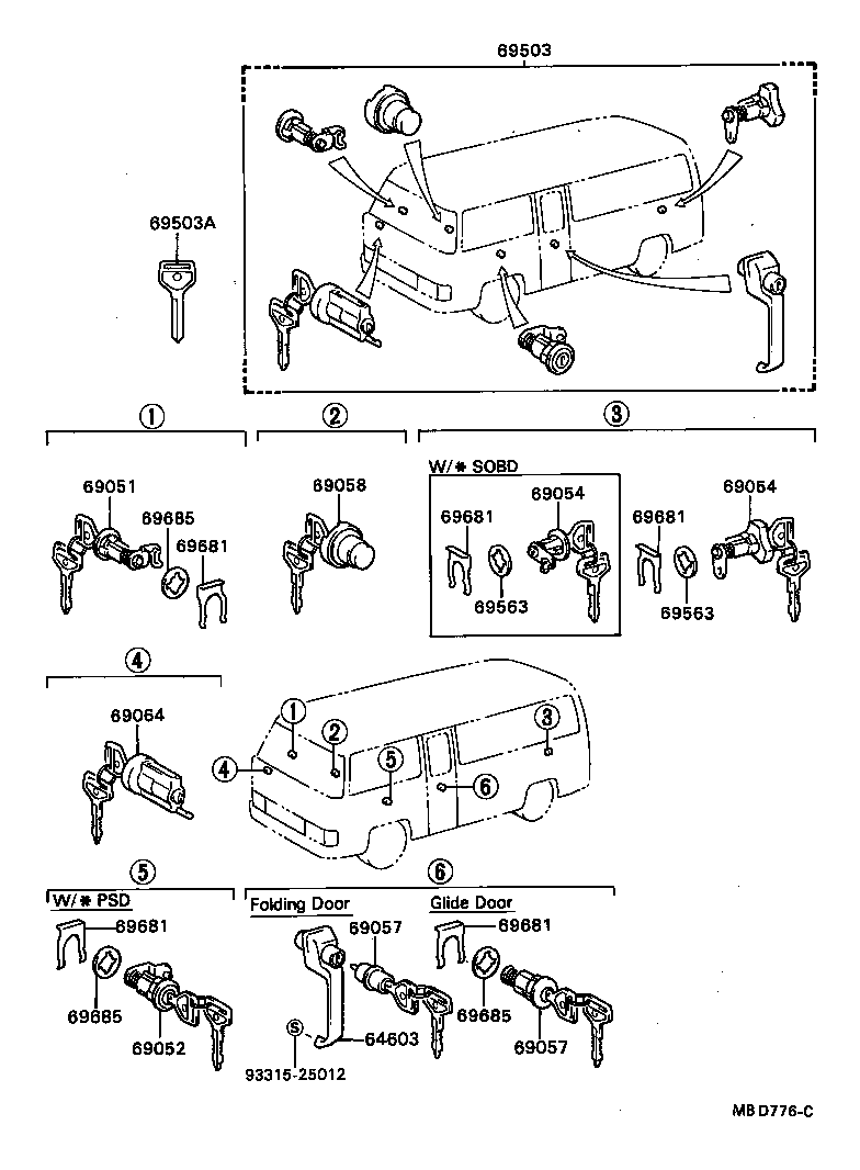 69005-90B04 CYLINDER SET, LOCK product image