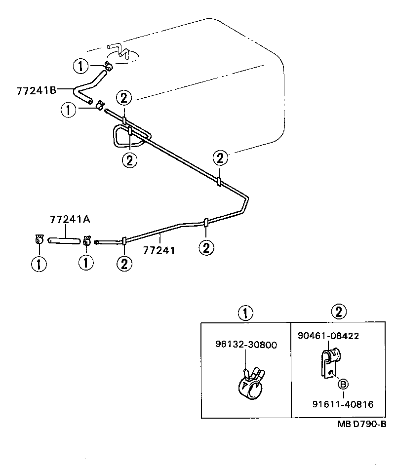 77260-36020 HOSE, FUEL, NO.2 (FOR MAIN TUBE, NO.1) product image