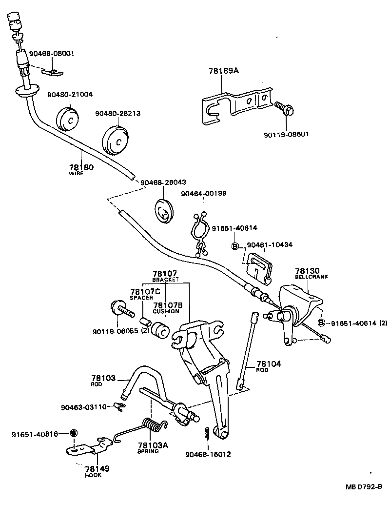 90508-23110 SPRING, TENSION (FOR ACCELERATOR LINK ROD) product image