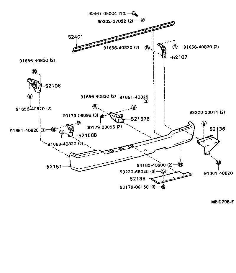 52154-90B00 STAY SUB-ASSY, REAR BUMPER, LH product image
