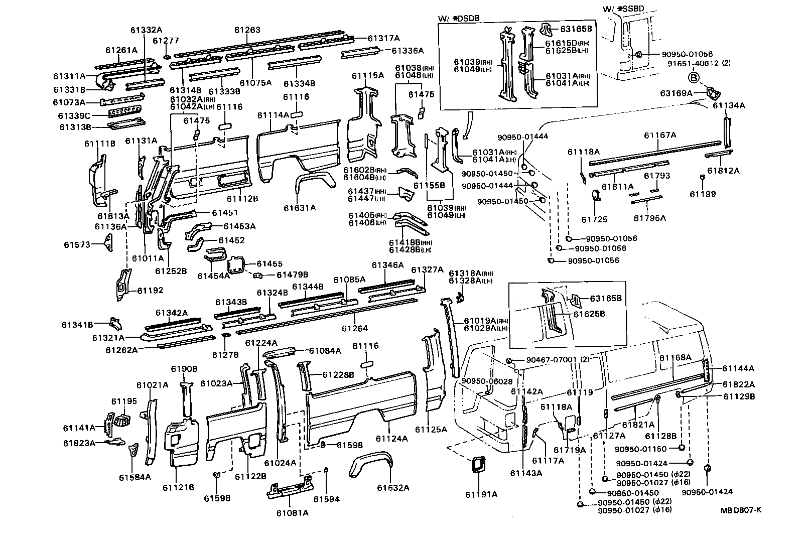 61013-90B02 PILLAR SUB-ASSY, NO.3 RH product image