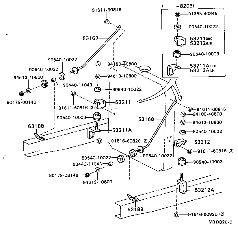 53211-36050 SUPPORT, RADIATOR, RH product image