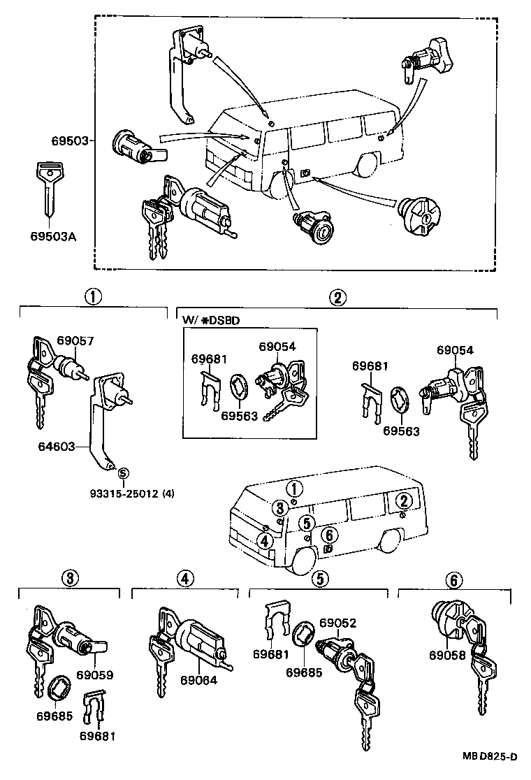 69005-90B28 CYLINDER SET, LOCK product image