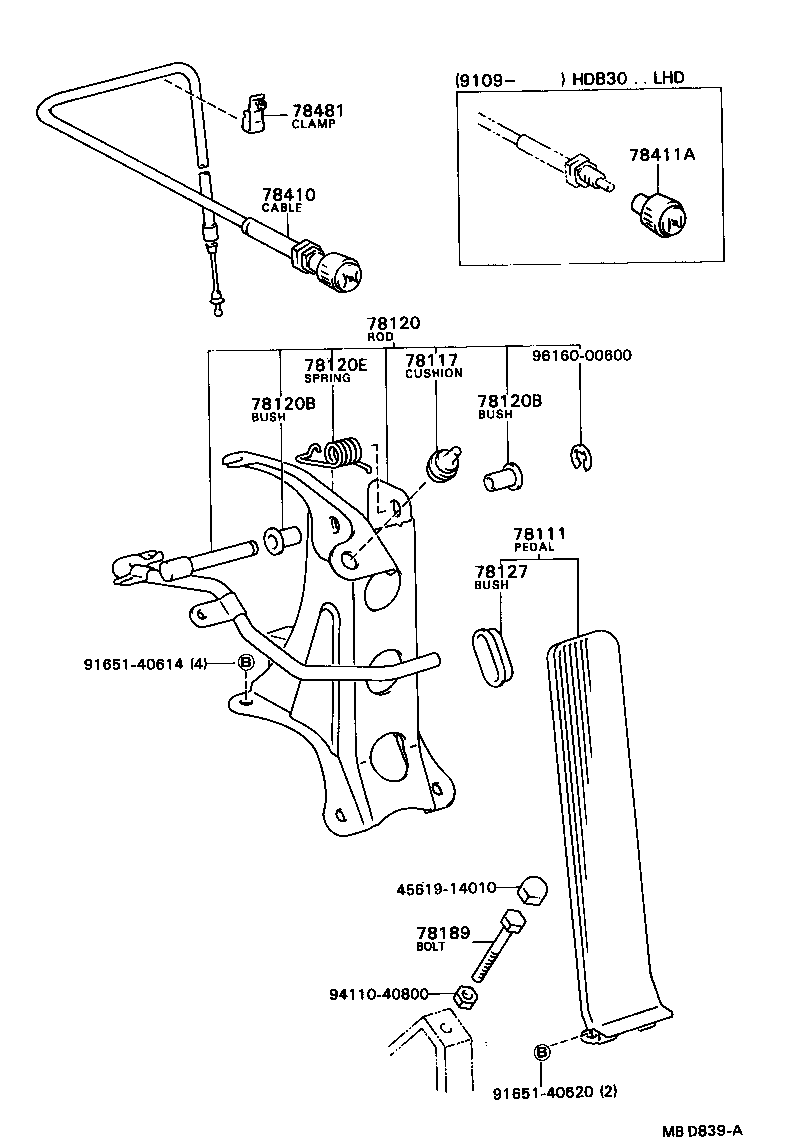 78183-90B01 CLAMP, ACCELERATOR CONTROL CABLE product image