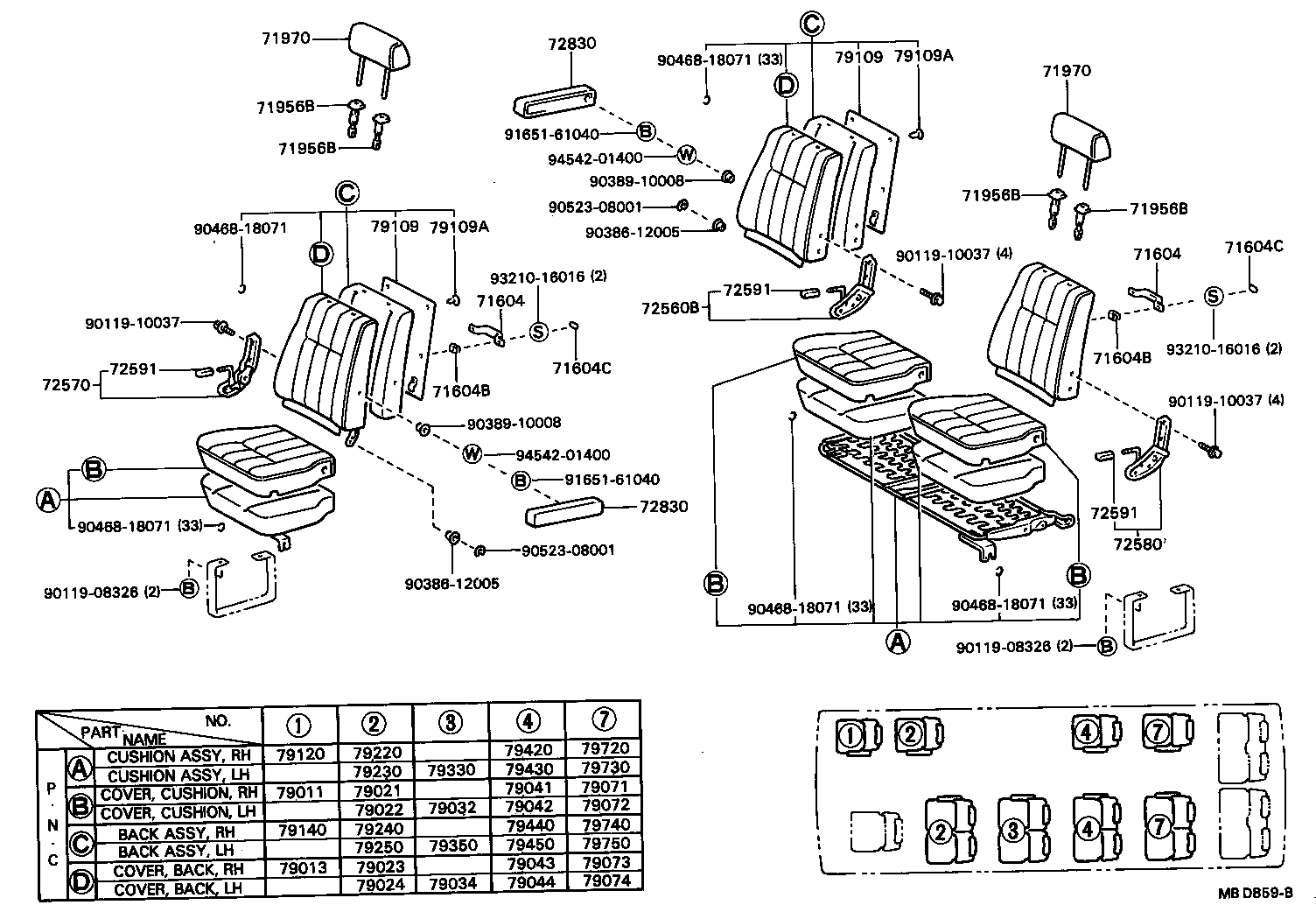 79160-90B01 SPRING ASSY, NO.1 SEAT CUSHION, RH product image