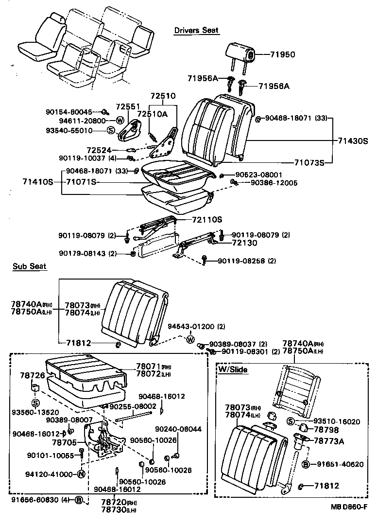 79160-90B01 SPRING ASSY, NO.1 SEAT CUSHION, RH product image
