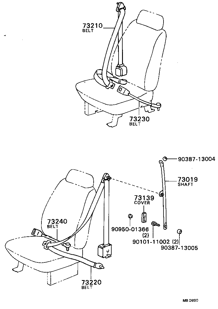 73210-90B01 BELT ASSY, FRONT SEAT OUTER, RH product image