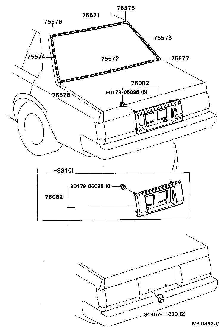 75801-29125 MOULDING, LUGGAGE COMPARTMENT DOOR BACK product image