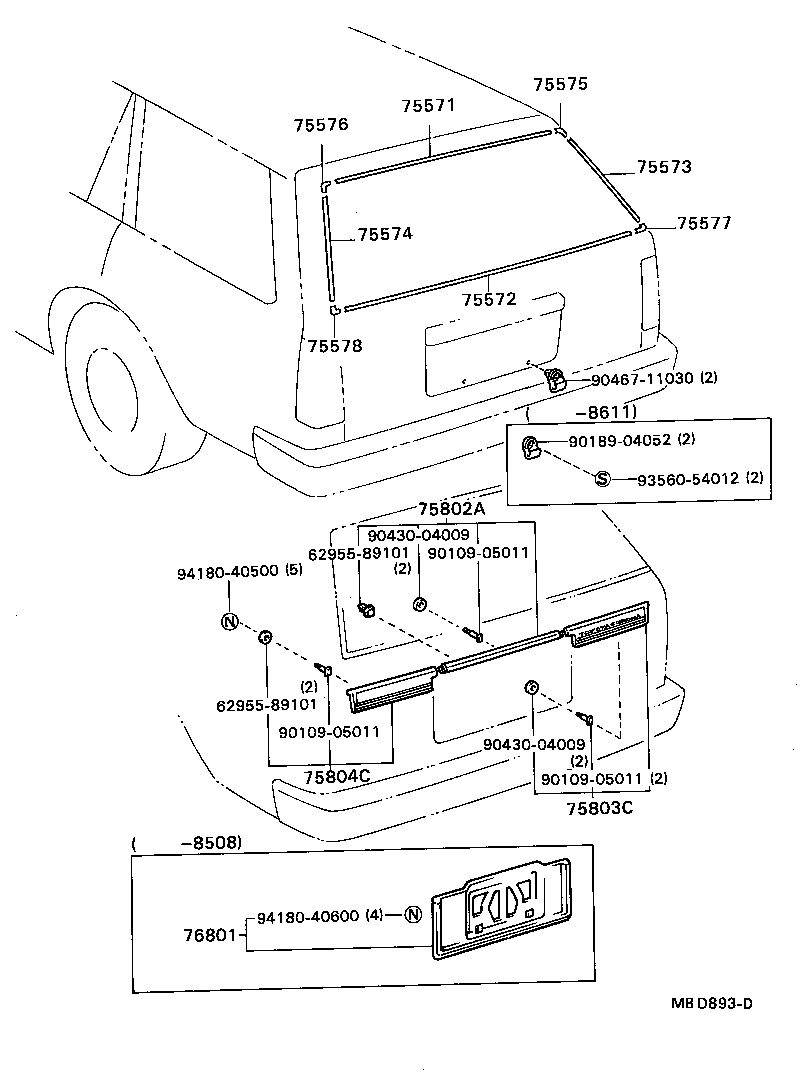 75801-29125 MOULDING, LUGGAGE COMPARTMENT DOOR BACK product image