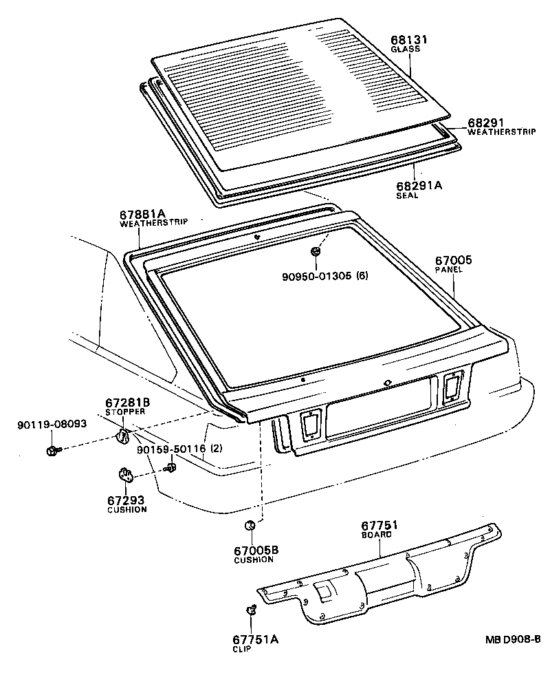 Toyota 67005-32060 PANEL SUB-ASSY, BACK DOOR