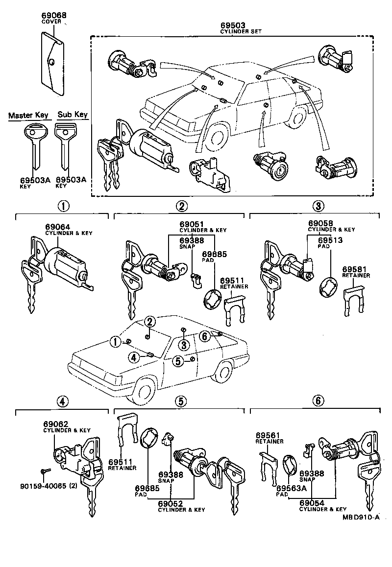 69005-32030-06 CYLINDER SET, LOCK product image
