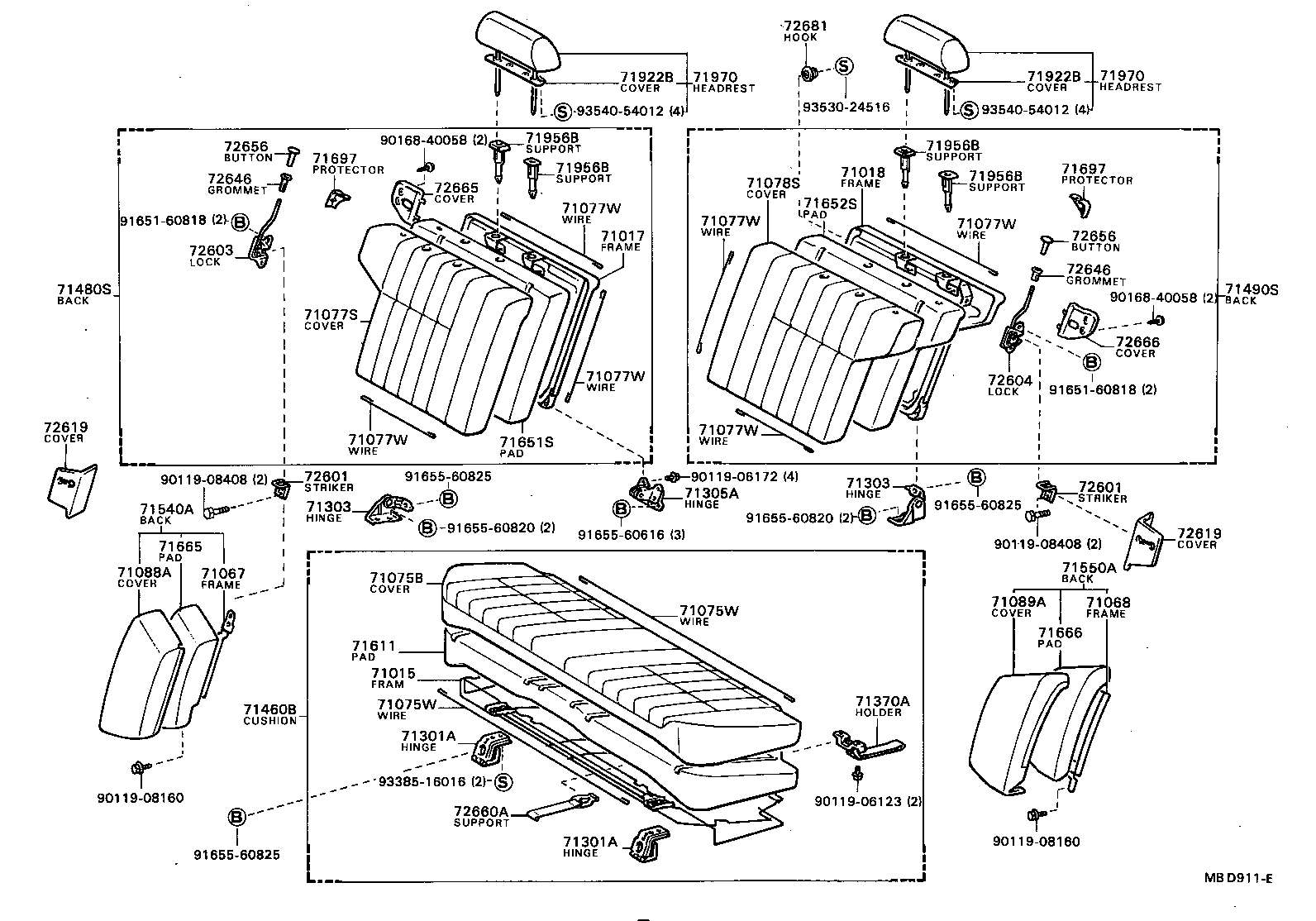71017-32010 FRAME SUB-ASSY, REAR SEAT BACK, RH product image