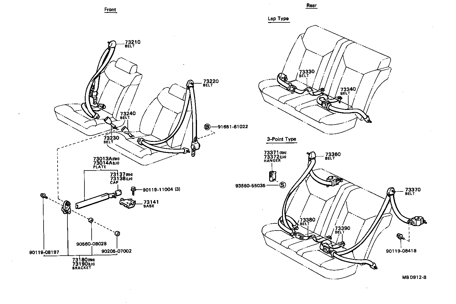 73230-32011-04 BELT ASSY, FRONT SEAT INNER, RH product image