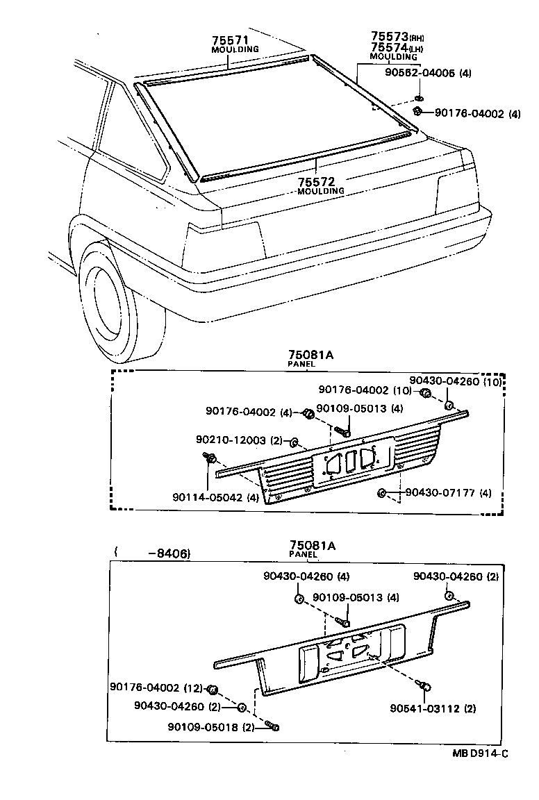 75082-39155 PANEL SUB-ASSY, LOWER BACK FINISH, CENTER product image