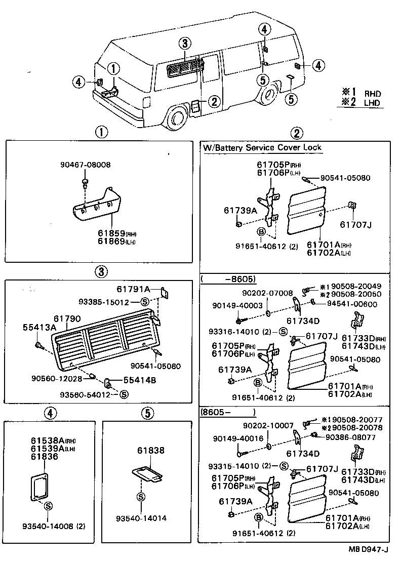 61013-90B02 PILLAR SUB-ASSY, NO.3 RH product image