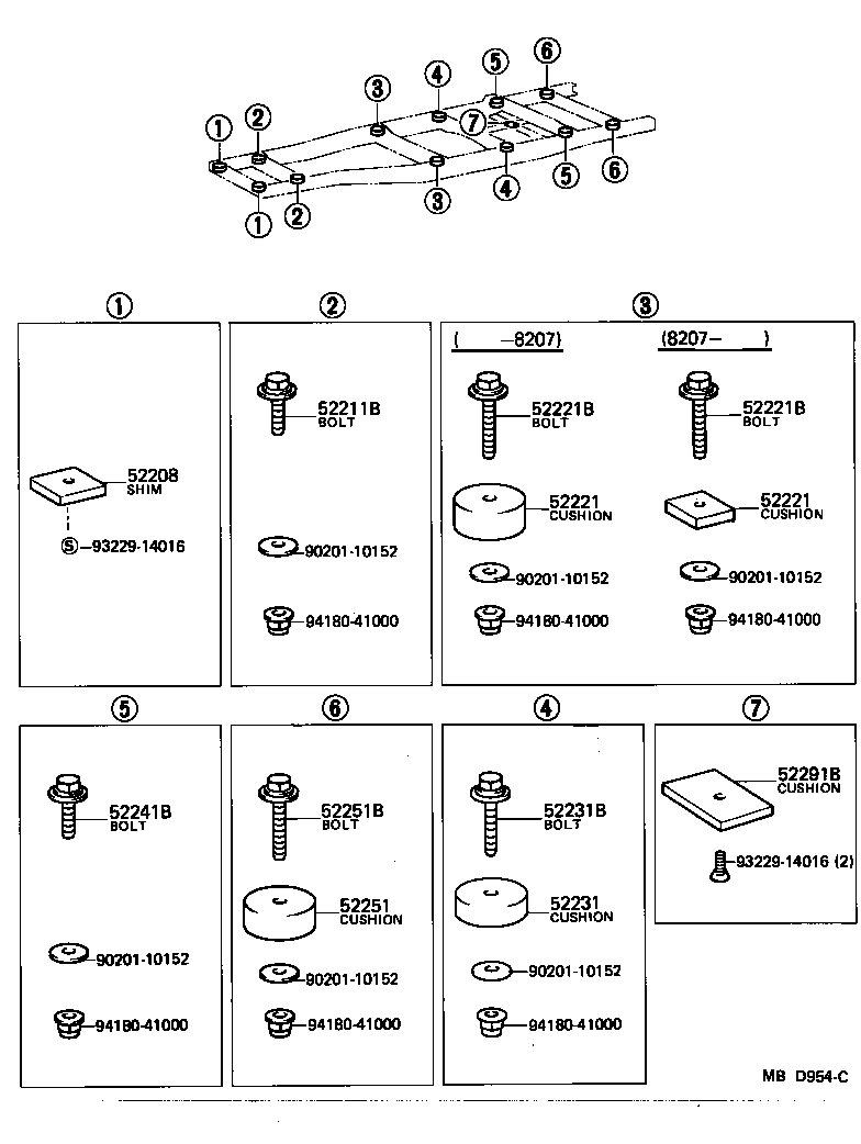 52211-90D01 CUSHION, BODY MOUNT, NO.2 UPPER product image