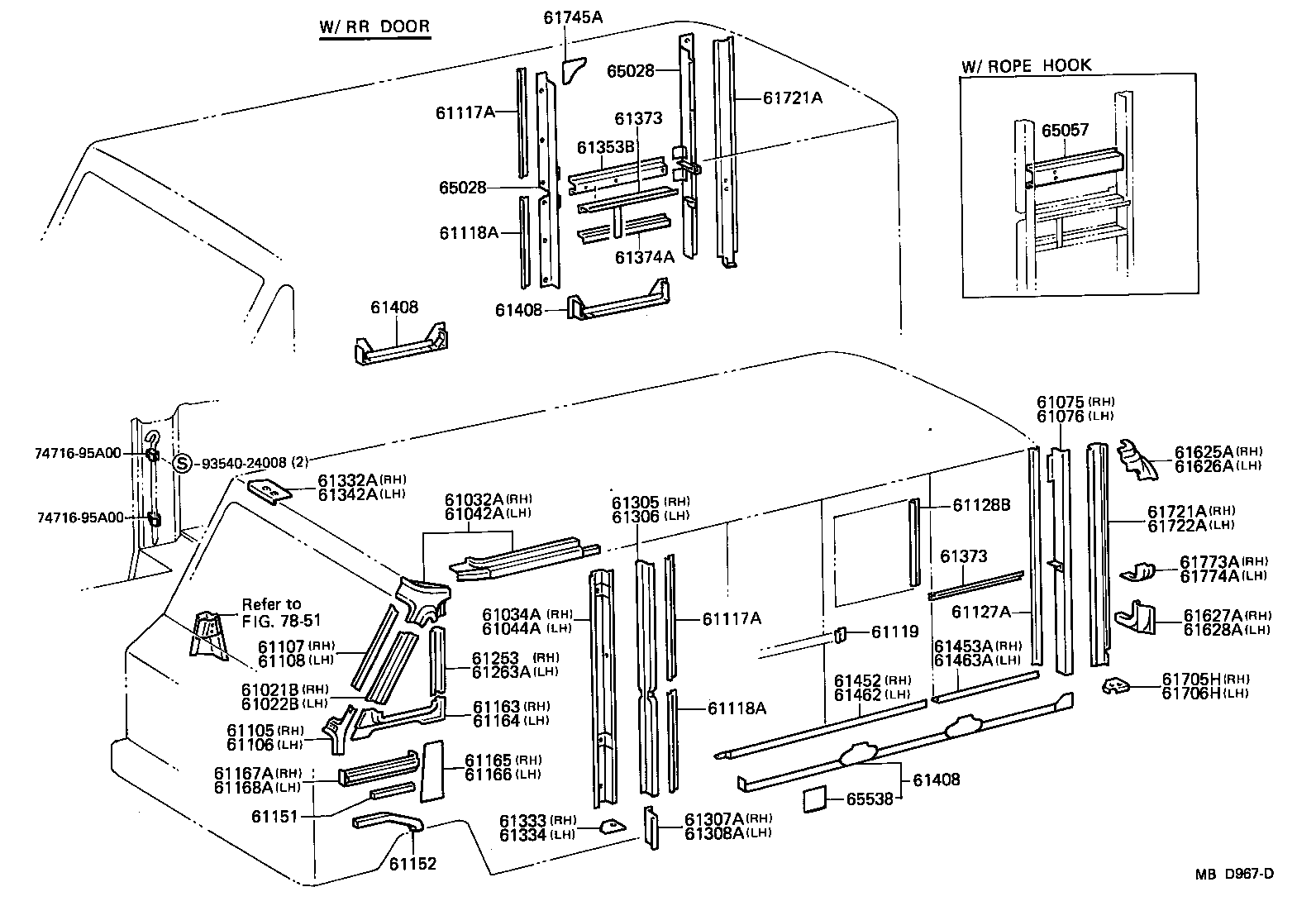 61415-90D01 RAIL SUB-ASSY, NO.5 LOWER OUTER, RH product image
