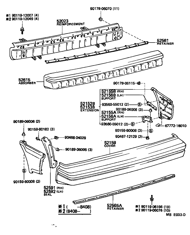 Toyota 52561-16020 RETAINER, REAR BUMPER, UPPER CENTER