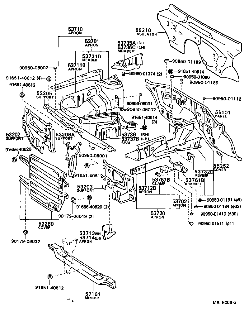Toyota 53701-16100 APRON SUB-ASSY, FRONT FENDER, RH