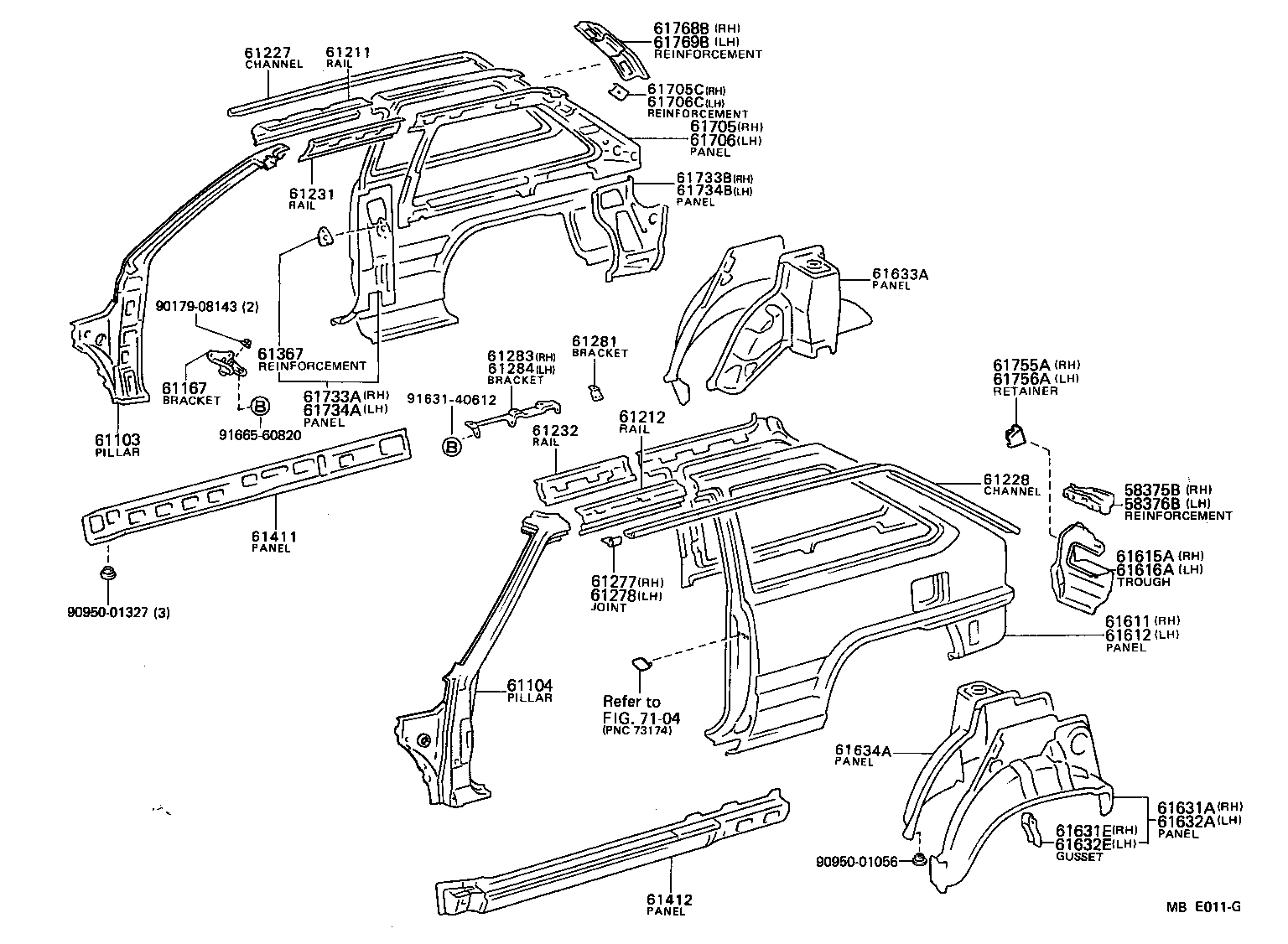 Toyota 61284-16010 BRACKET, SLIDING ROOF HOUSING MOUNTING, NO.3 LH