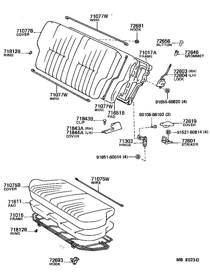 Toyota 90580-20127 WIRE, REAR SEAT BACK COVER