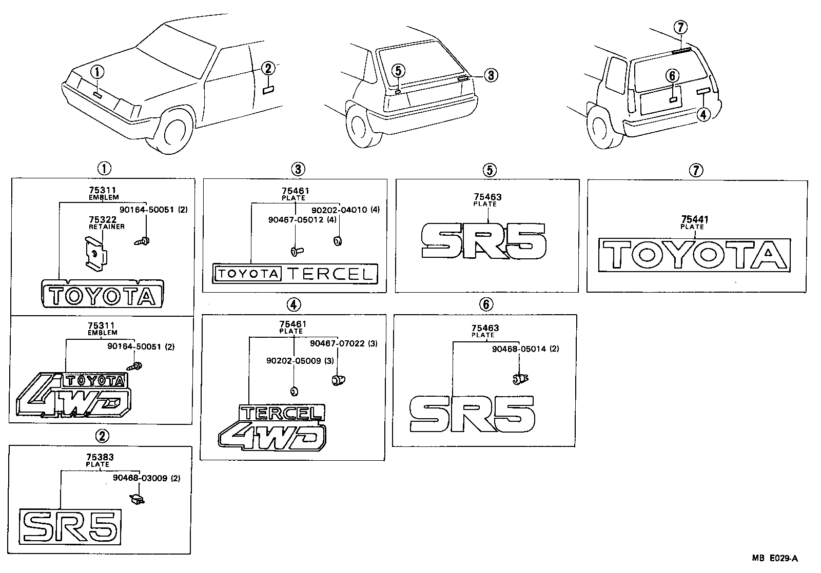 Toyota 75443-16050 PLATE, REAR NAME, NO.1