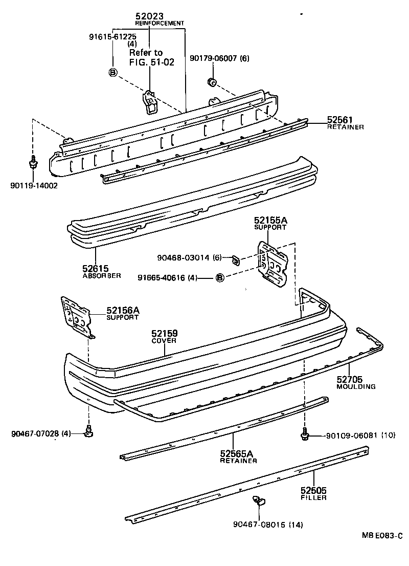 52016-22010 STAY SUB-ASSY, REAR BUMPER, LH product image