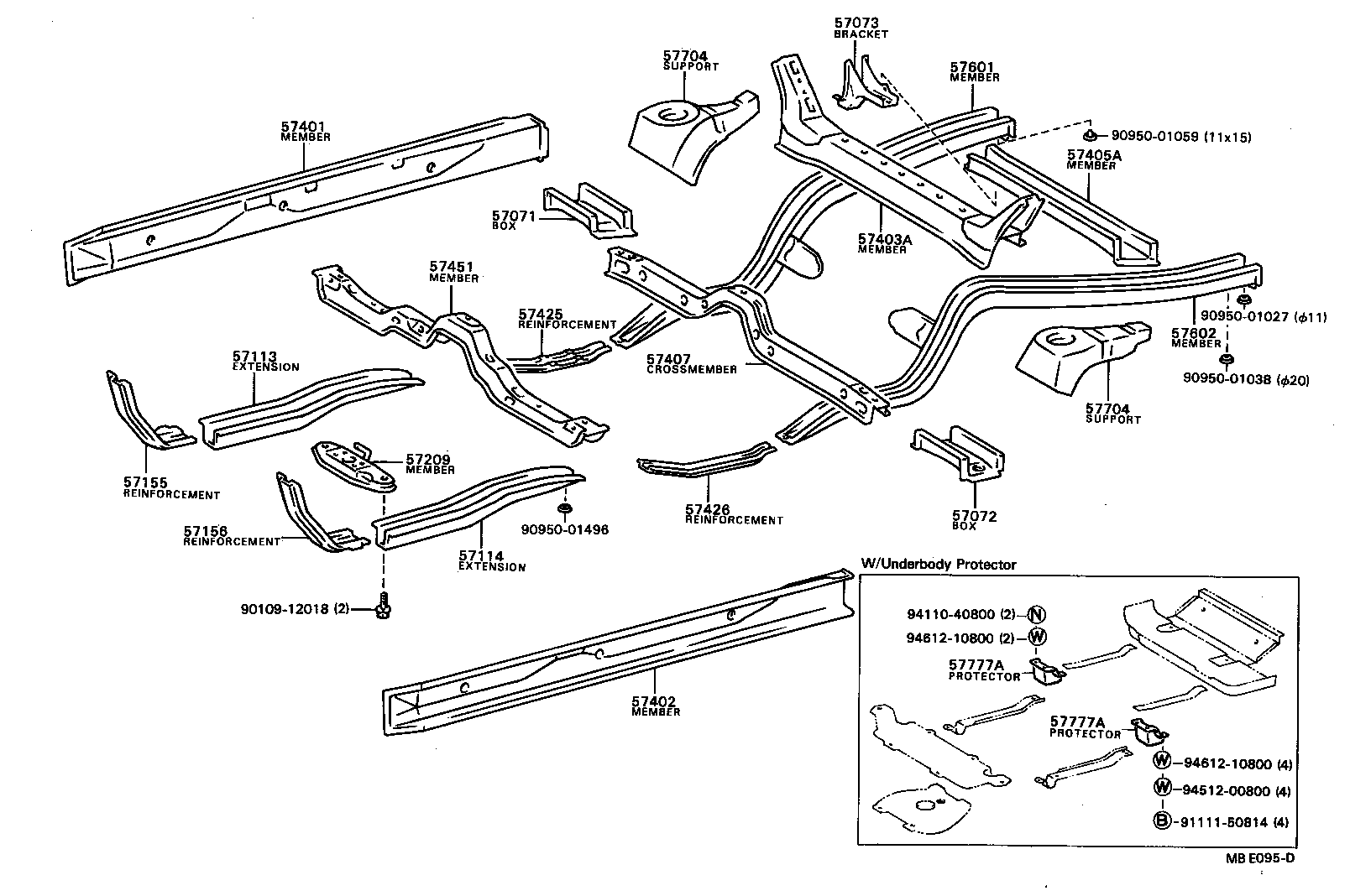 57602-16090 MEMBER SUB-ASSY, REAR FLOOR SIDE, LH product image