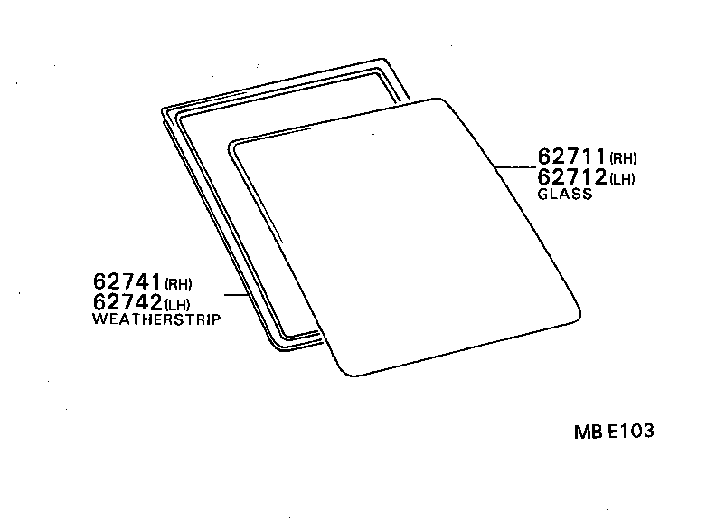 62711-16290 GLASS, QUARTER WINDOW, RH product image