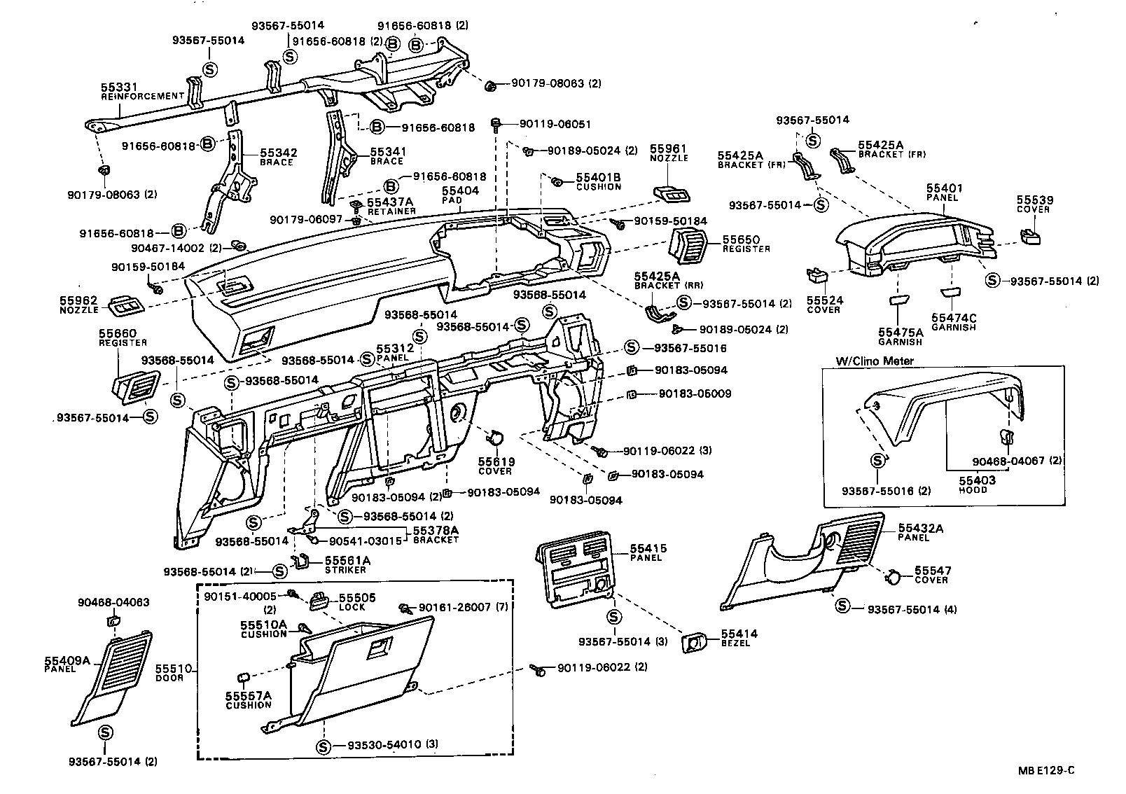 55378-16010 BRACKET, GLOVE COMPARTMENT DOOR LOCK MOUNTING product image