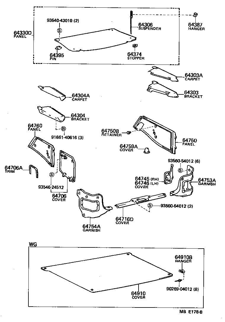 64306-10020 SUSPENDER SUB-ASSY, PACKAGE TRAY TRIM product image