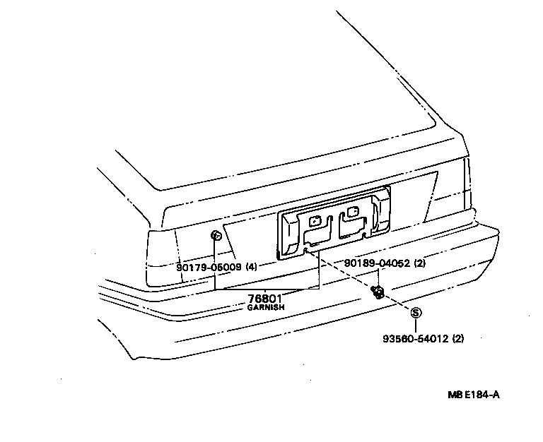 76801-19035 GARNISH SUB-ASSY, BACK DOOR, OUTSIDE product image