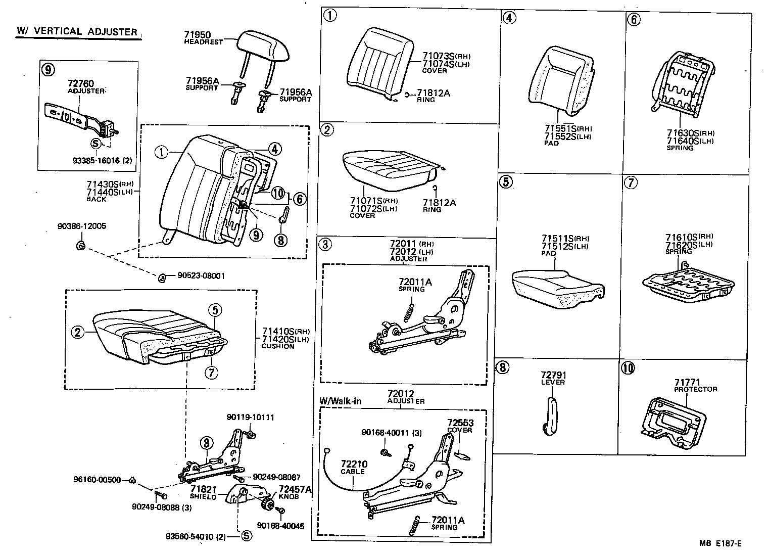 71073-10243 COVER, FRONT SEAT BACK, RH(FOR SEPARATE TYPE) product image
