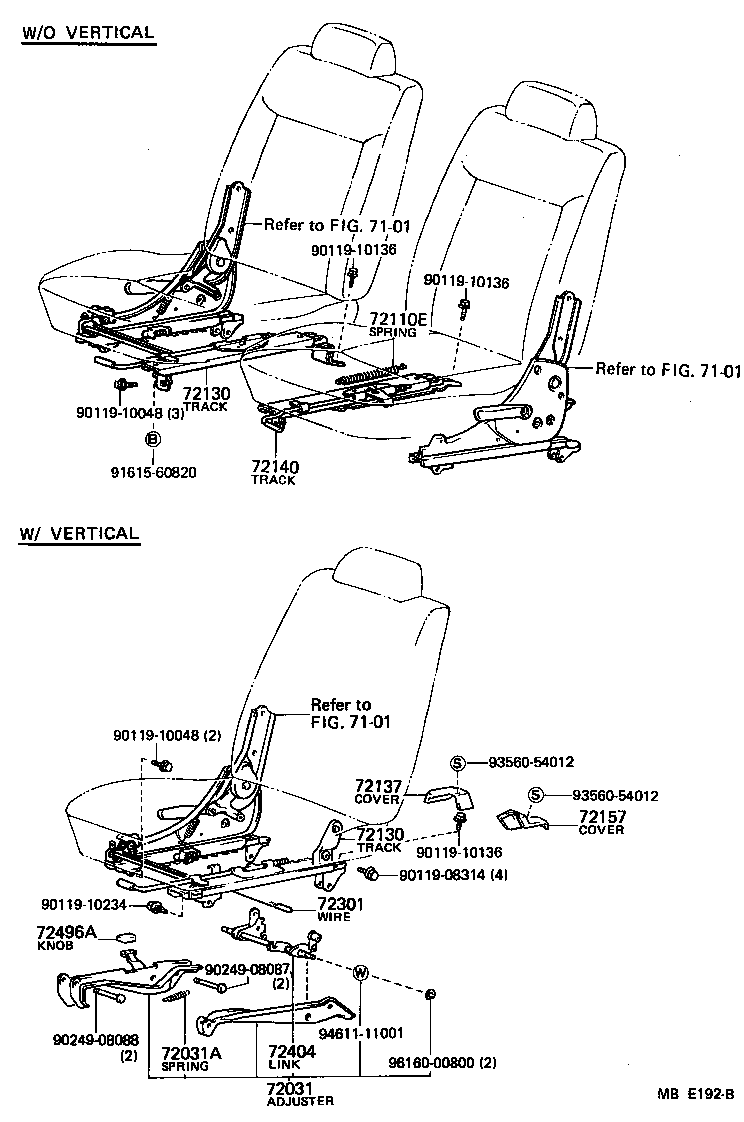 72130-10200 TRACK ASSY, RH SEAT, INNER product image