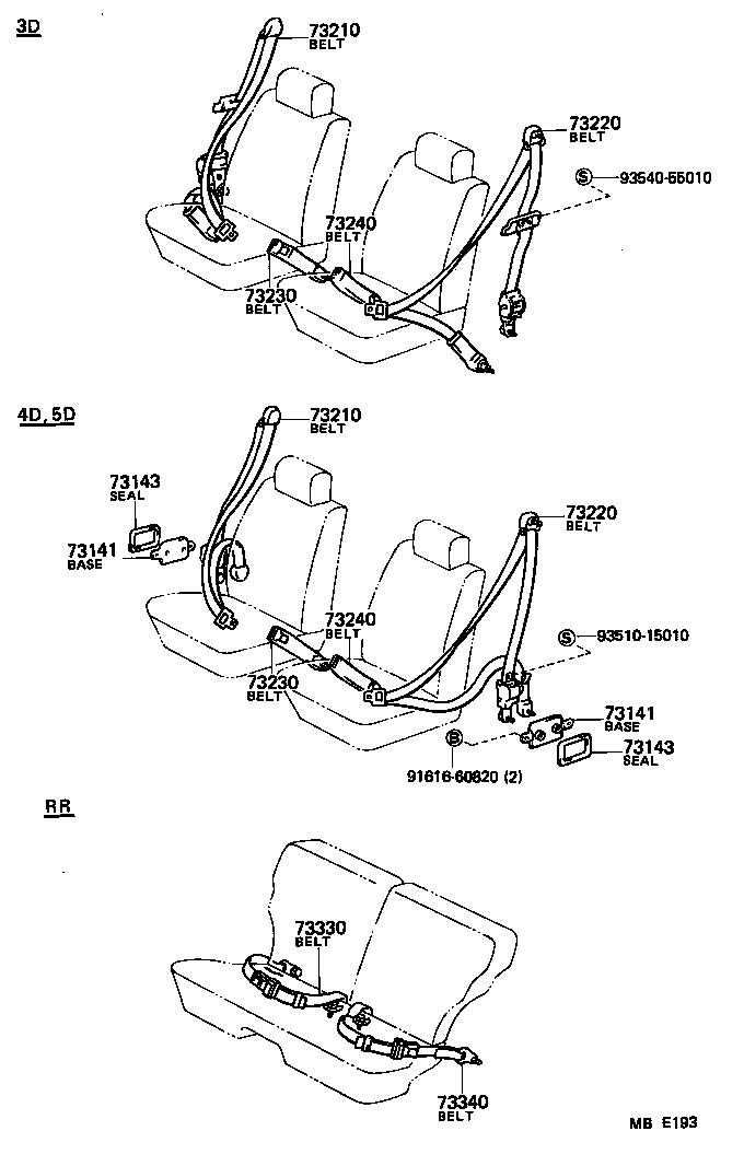 73210-10201 BELT ASSY, FRONT SEAT OUTER, RH product image