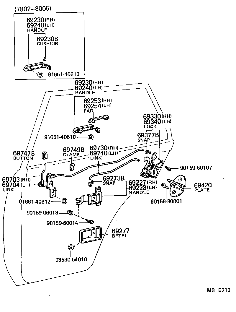 69330-10020 LOCK ASSY, REAR DOOR, RH product image