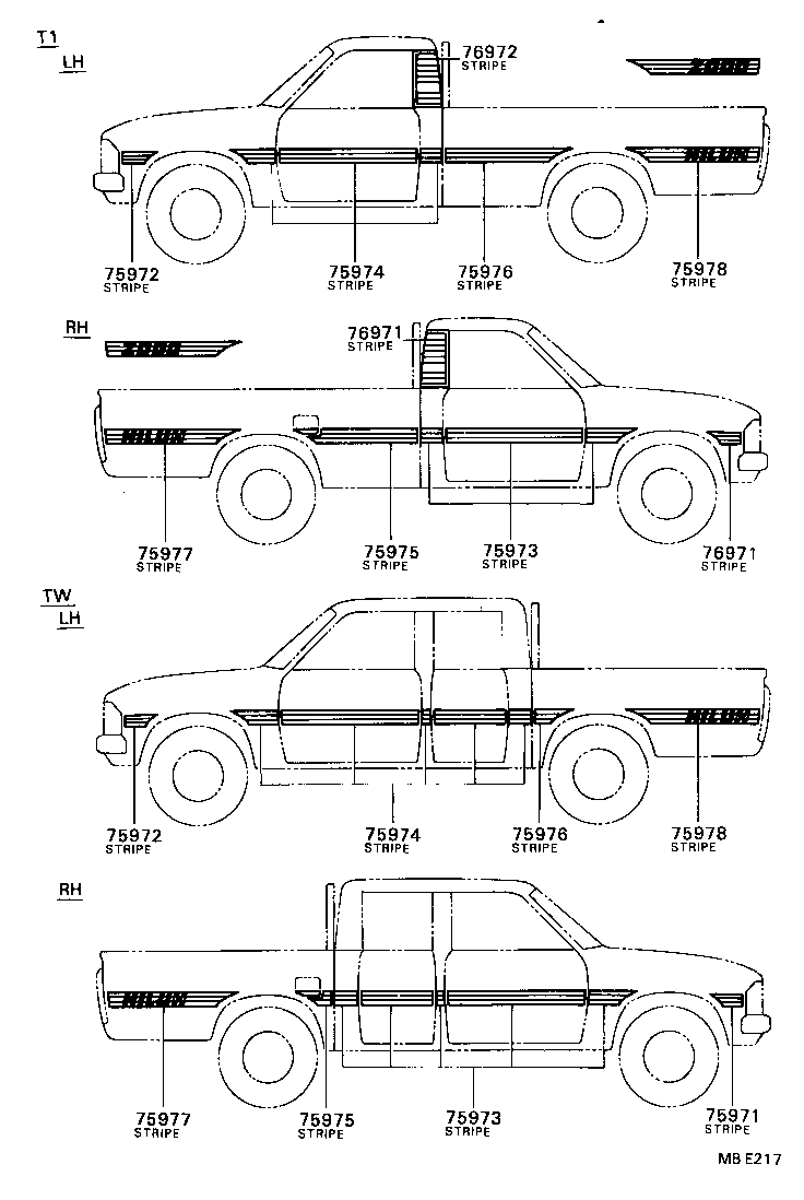 75988-95110 STRIPE, SIDE, LH UPR product image