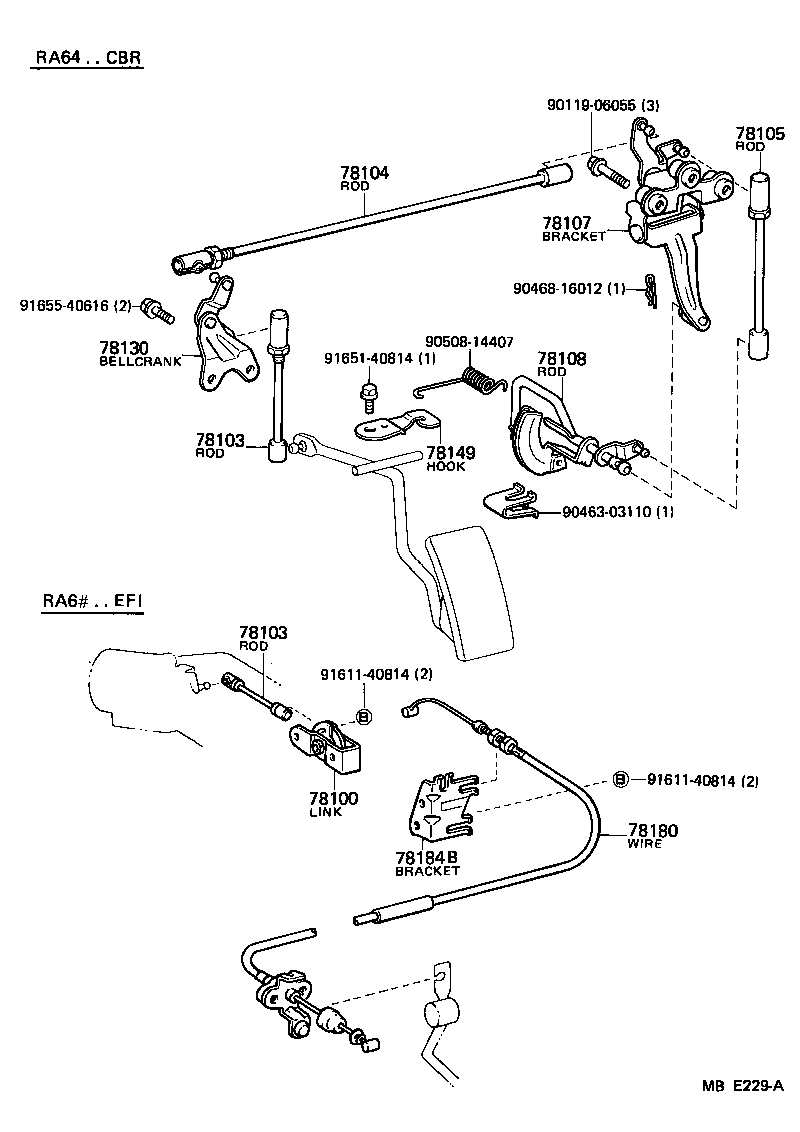Toyota 78104-14180 ROD SUB-ASSY, ACCELERATOR CONNECTING, NO.2