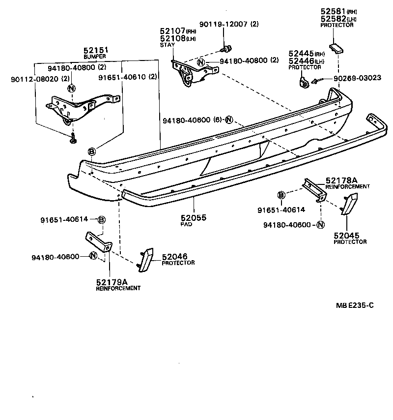 52016-91401 STAY SUB-ASSY, REAR BUMPER, LH product image