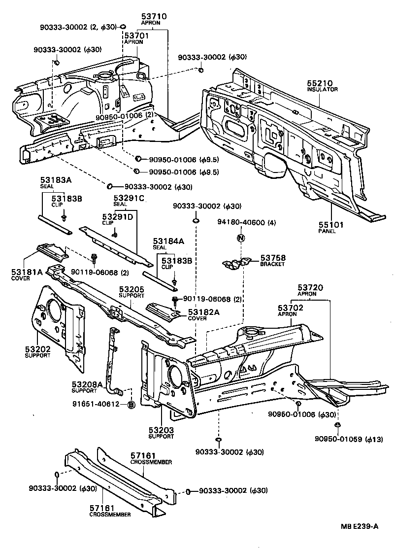 53701-91408 APRON SUB-ASSY, FRONT FENDER, RH product image
