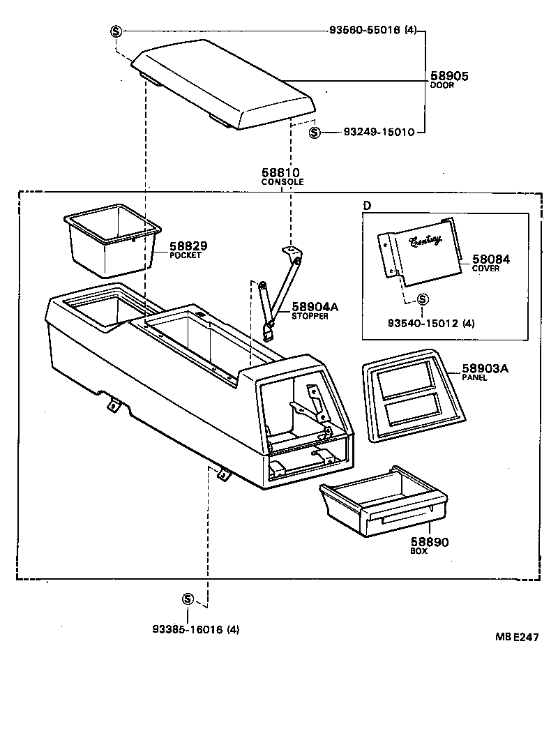 58084-40010 COVER SUB-ASSY, CONSOLE, REAR product image