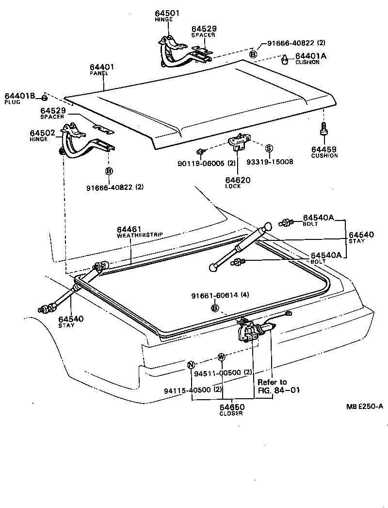64520-91402 HINGE SUB-ASSY, LUGGAGE COMPARTMENT DOOR, LH product image
