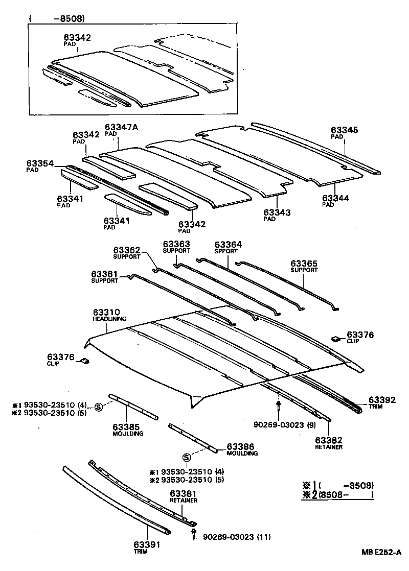 63362-91406 SUPPORT, ROOF HEADLINING, NO.5 product image