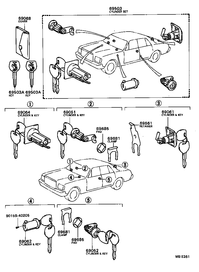 69005-40010 CYLINDER SET, LOCK product image