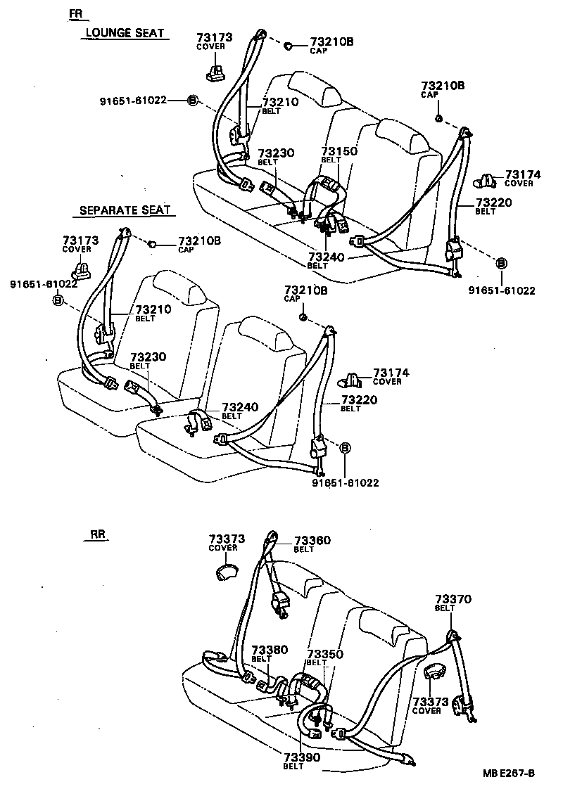 73173-91401 COVER, FRONT SEAT BELT HOLE, RH product image