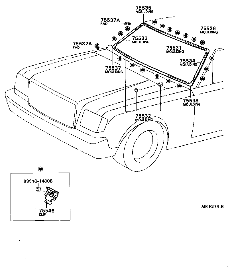 75504-91402 MOULDING, WINDSHIELD, LOWER product image