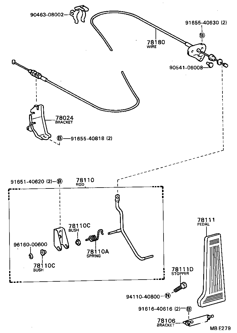 78024-40010 BRACKET SUB-ASSY, ACCELERATOR CONTROL CABLE product image
