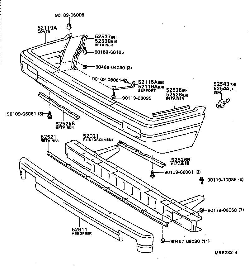 52422-32010 PAD, FRONT BUMPER, RH product image