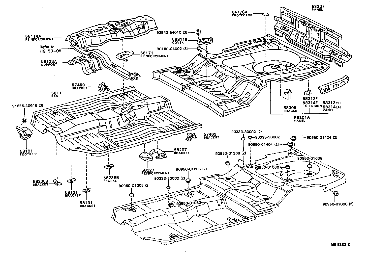 58131-32010 BRACKET, FRONT FLOOR HEAT INSULATOR, NO.1 product image